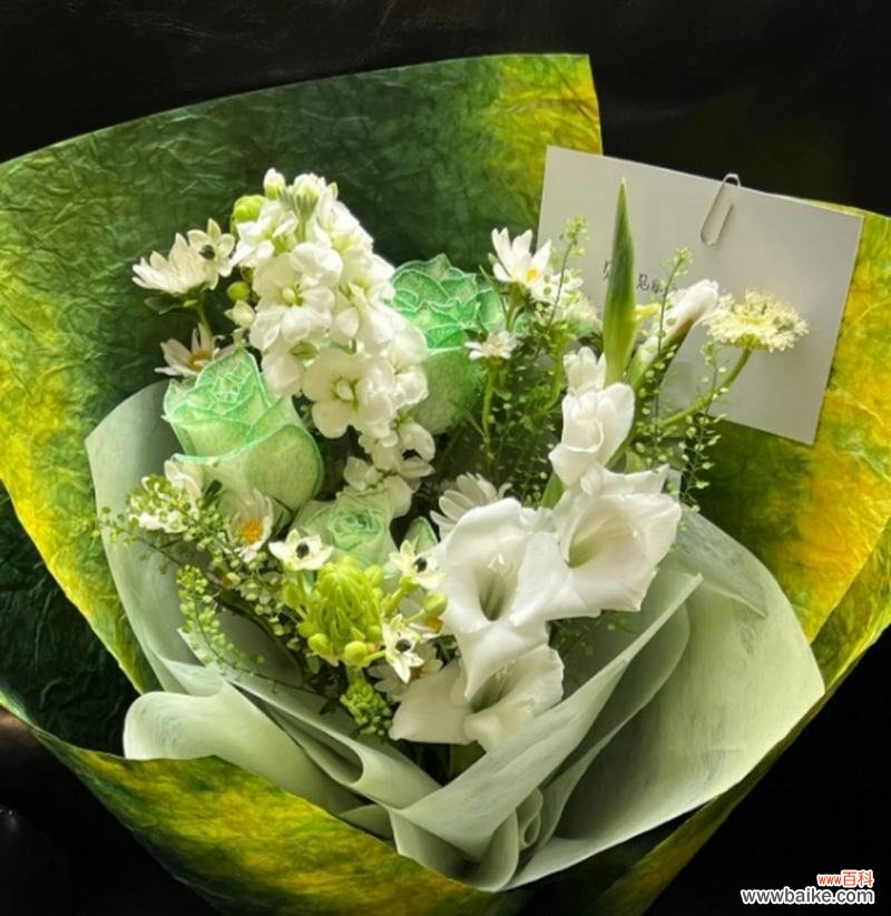 白绿色花束传递了哪些信息?