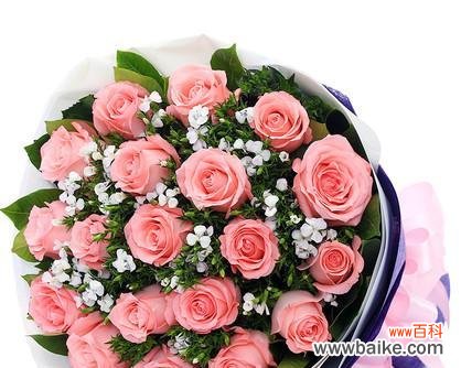 花海中的浪漫祝福 九朵粉玫瑰