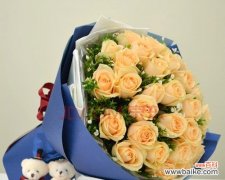 美丽 21朵香槟玫瑰的花语